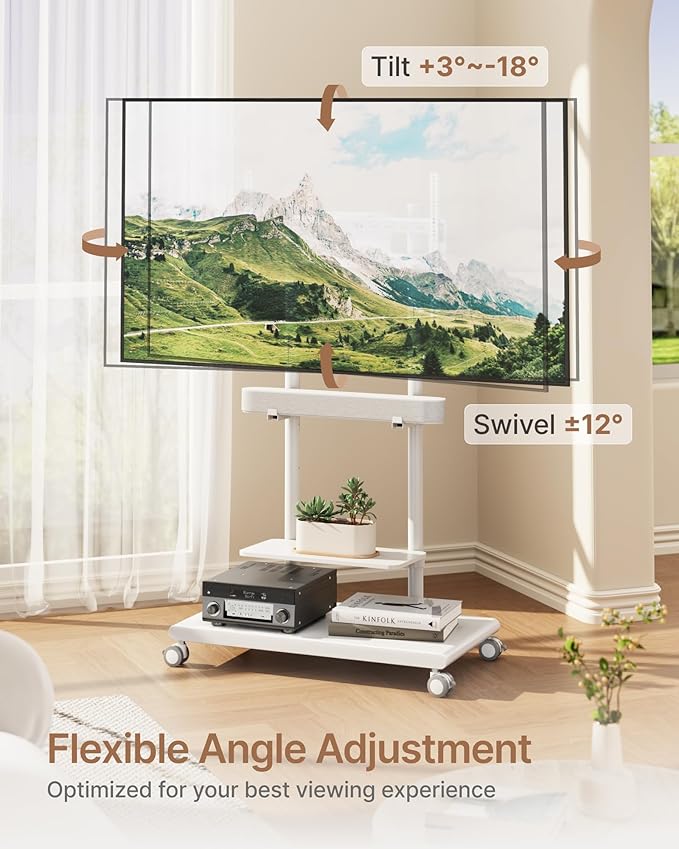 ECOTINY Steel Base Rolling TV Stand