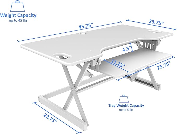 Rocelco 46" Large Height Adjustable Standing Desk Converter