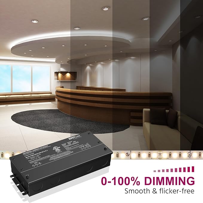 EMITEVER Dimmable Led Driver, 2 Packs 96W AC 110V-277V to DC 24V Transformer