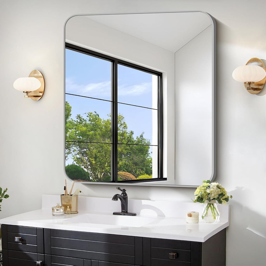 FORBATH 30x30 Inch Silver Bathroom Mirror