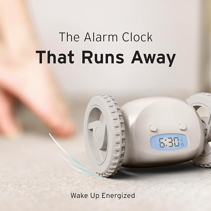CLOCKY Extra Loud Alarm Clock for Heavy Sleepers on Wheels Rolls Runs Away