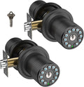 iulock Smart Door Knob with Keypad and Key, Keyless Entry Door Lock with Rubber (2 Pack)