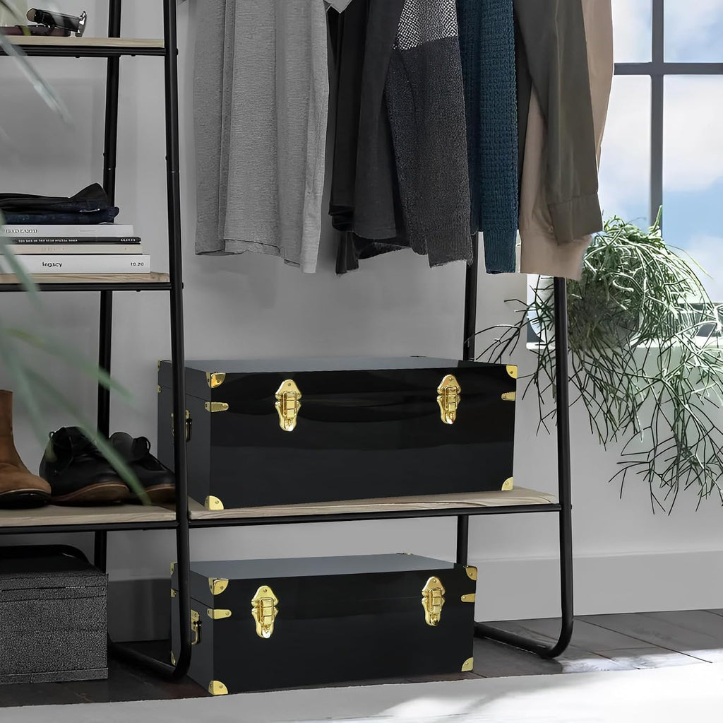 vixdonos acrylic storage chest decorative trunk set of showing dimensions