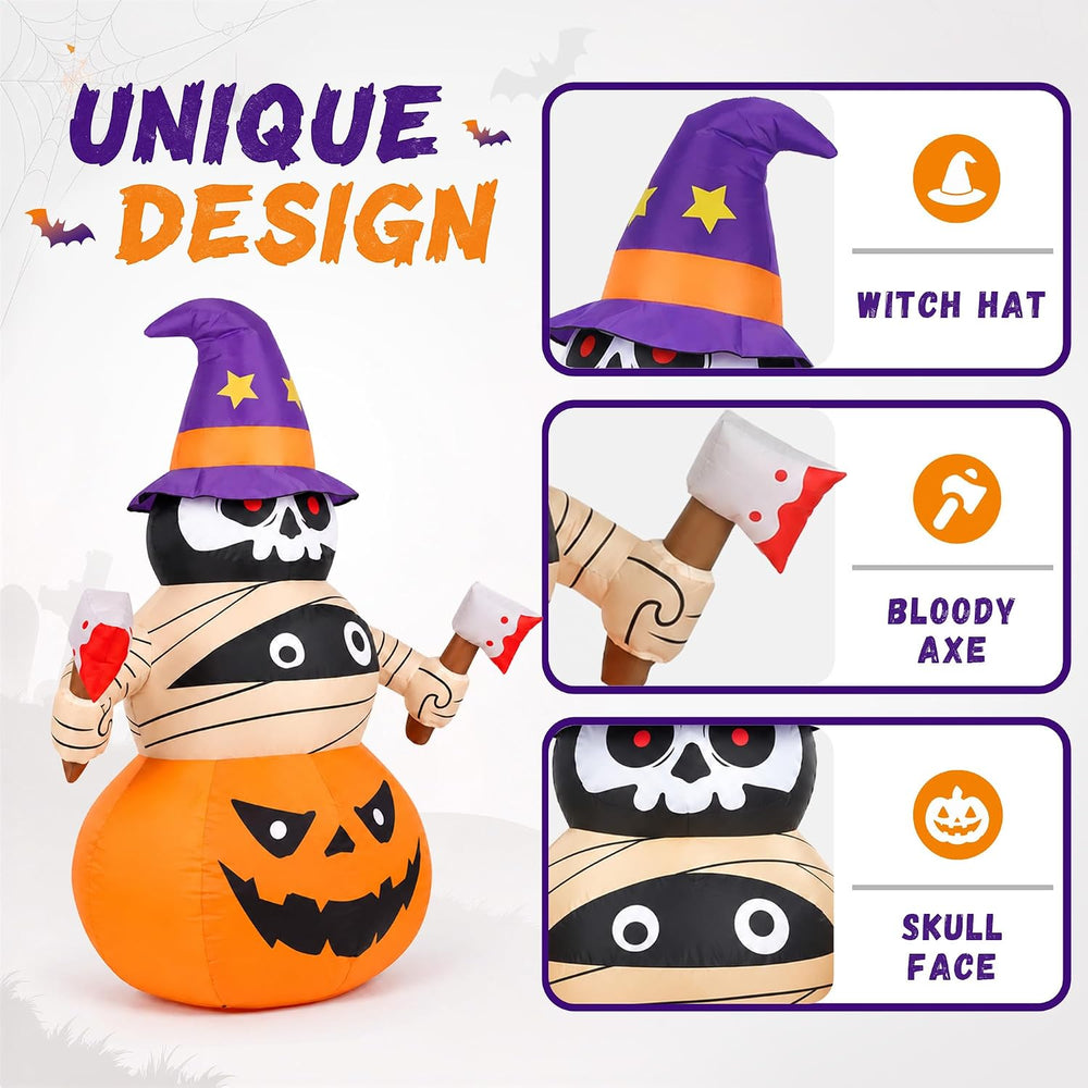 4FT Inflatable Halloween Decoration Outdoor Blow Pumpkin Stacker Yard Decor