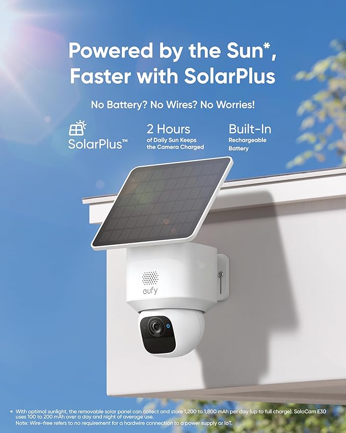 eufy Security SoloCam E30, Security Cameras Wireless Outdoor, Solar Camera