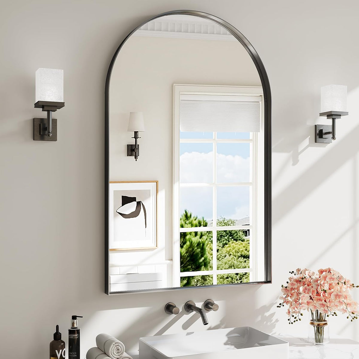 Arch Bathroom Mirror, Tempered Glass Decor Mirror