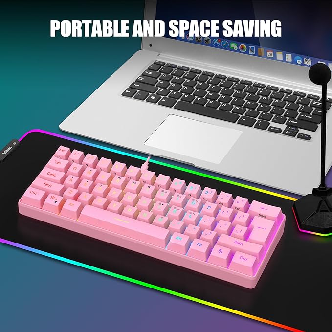 RedThunder 60% Gaming Keyboard and Mouse Combo, Ultra-Compact 61 Keys RGB