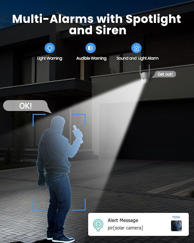 Rebluum Security Camera Outdoor Wireless, 3K/5MP Solar Camera Outdoor Wireless