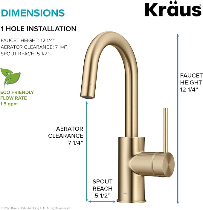 KRAUS Oletto Single Handle Kitchen Bar Faucet