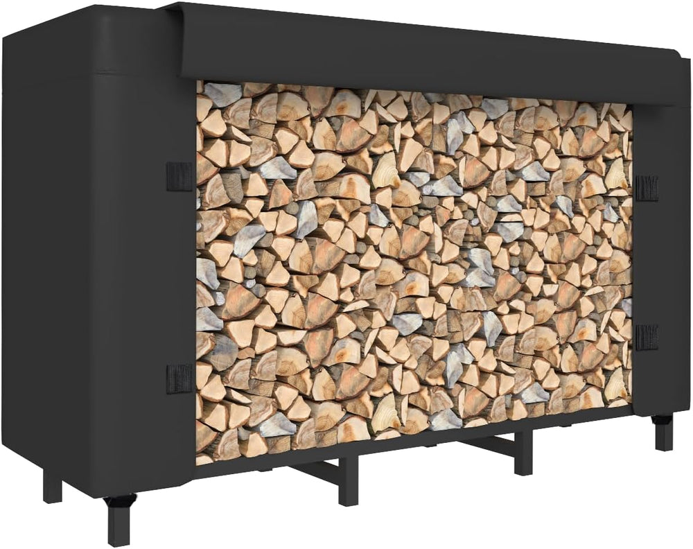4ft Firewood Rack Holder with Cover, Adjustable Heavy Duty Fire Log Stacker S...