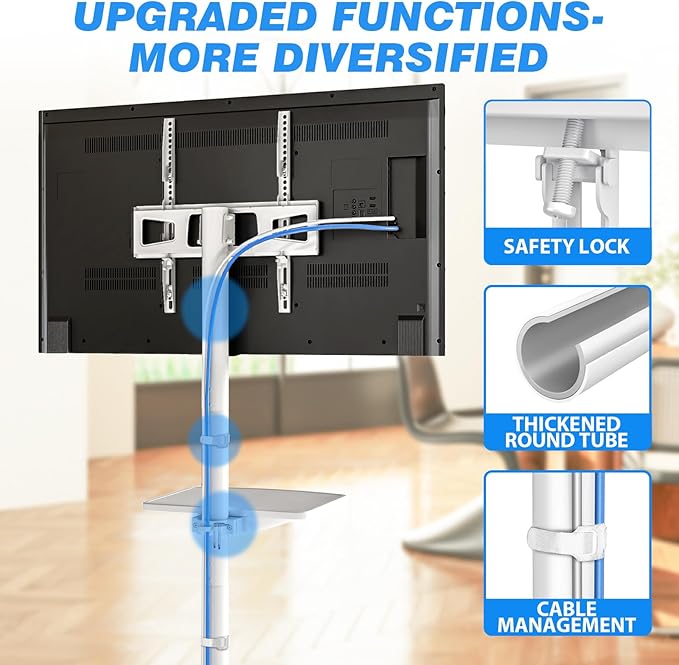 Rfiver Mobile TV Stand for 23-60 Inch LCD LED Flat/Curved Panel Screen TVs up