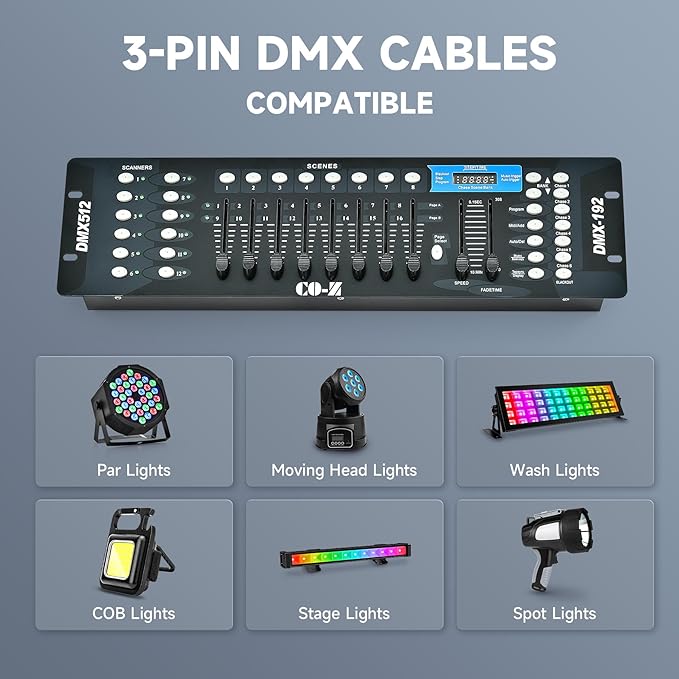 CO-Z 192 DMX 512 Stage DJ Light Controller Lighting Mixer Board Console