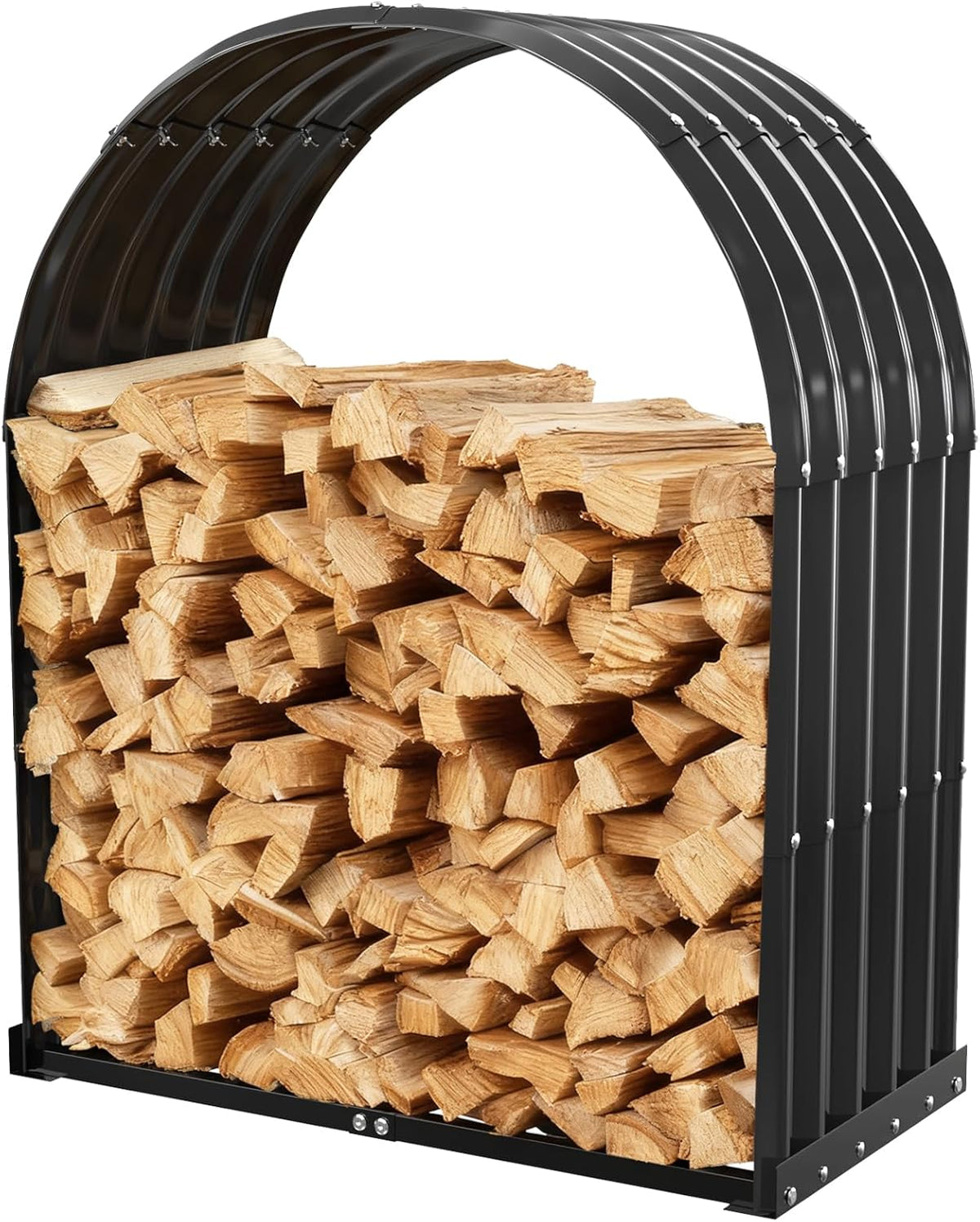 TBMLC Heavy-Duty Black Firewood Storage Shed with Round Roof Outdoor/Indoor