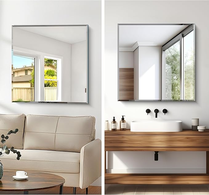CILIBER Beveled Mirror, 30x30 inch Square Bathroom Mirrors