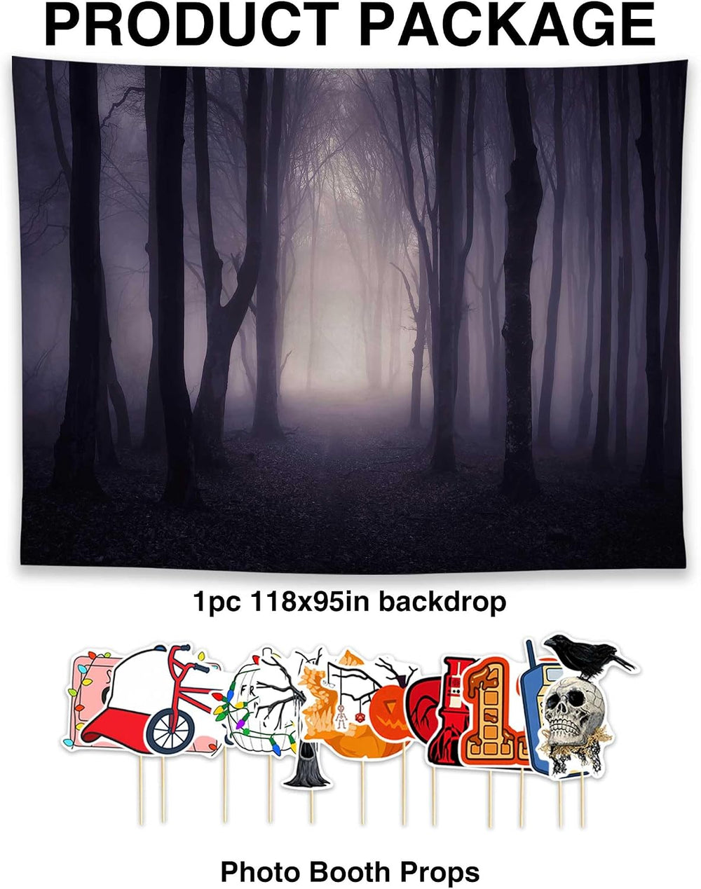 Allenjoy 118" x 95" Halloween Misty Forest Photography Backdrop wit...