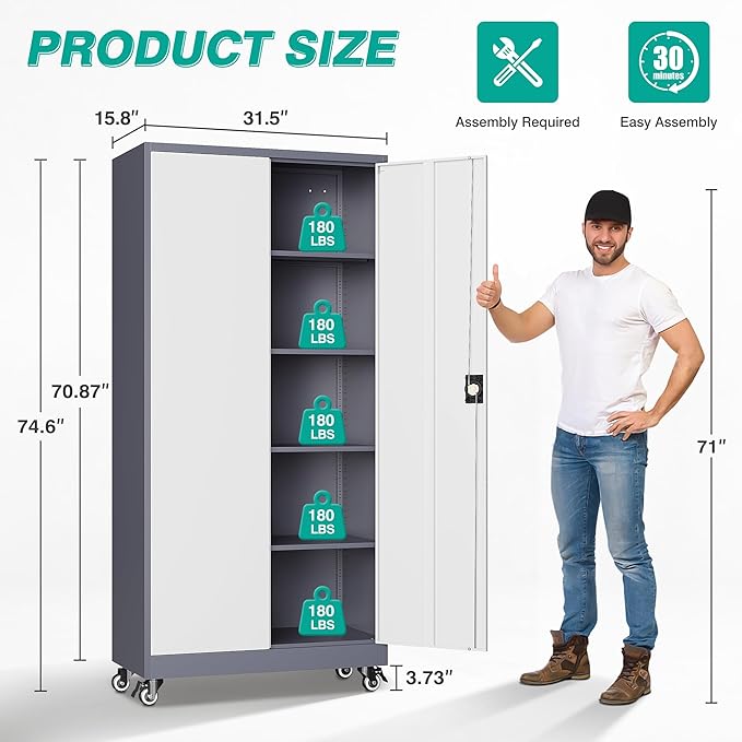 75" Tall Metal Storage Cabinet
