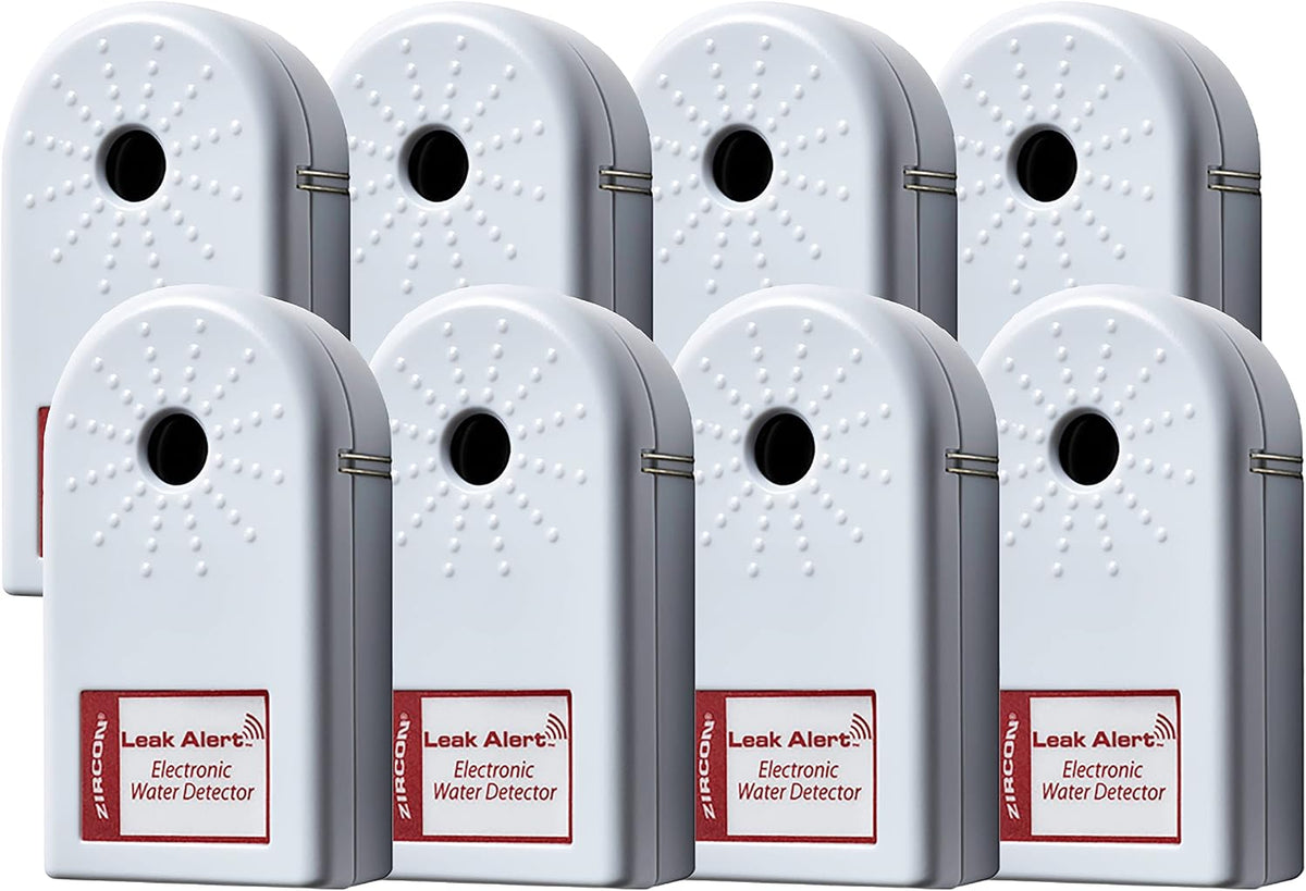 Zircon Leak Alert Water Leak Detector & Flood Sensor Alarm/Water Leak Sensor (8 Pack)