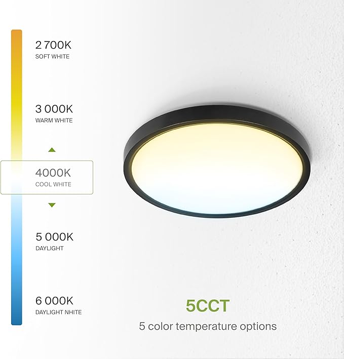 ASD LED 12" Round Flush Mount Ceiling Light Fixture, Low Profile Surface (4 Pack)