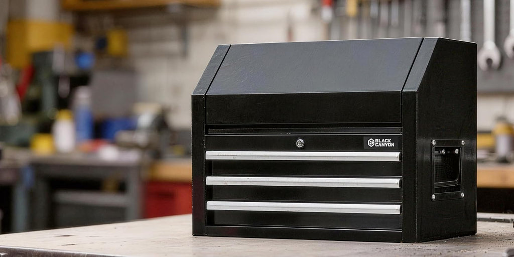 26" rolling tool chest with 3 drawers shown in use