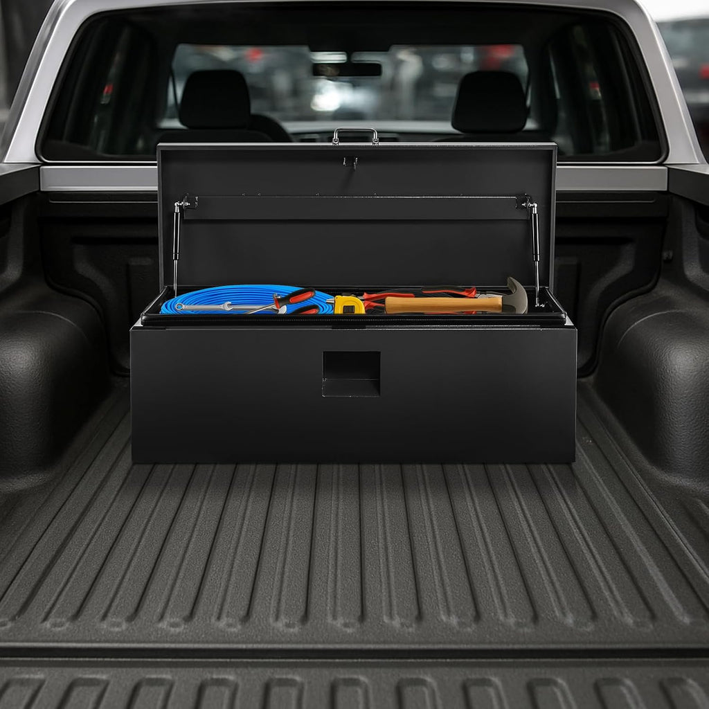39" Truck Tool Box,Heacy Duty Metal Storage Organizer with Strong locking tongue,Trailer Tongue Box with Safe Hinge, for Truck,Pickup,RV,Garage,Best gift for family and friend,Black Power Coating