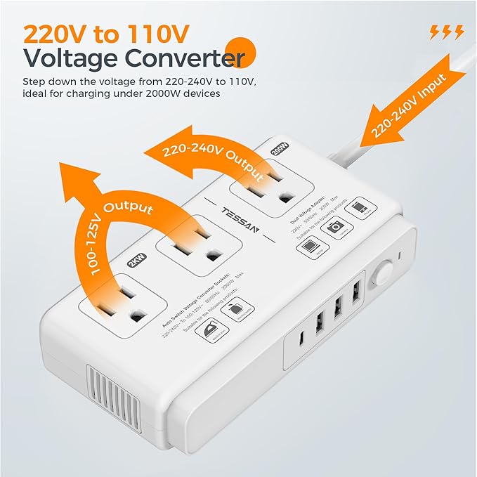 TESSAN 220V to 110V Voltage Converter