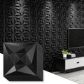 Greymond Black PVC 3D Wall Panels, 33 Pack 11.8''x11.8''Geometric Design