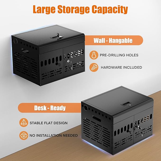 12-Device Tablet Charging Station Lock Box, Computer Cabinet