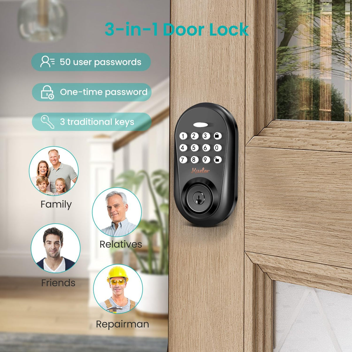 keyless entry door lock with keypad – smart, side view