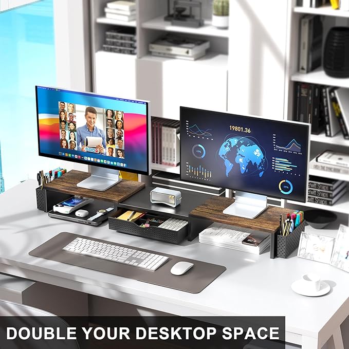 gianotter Dual Monitor Stand Riser, Desk Organizer