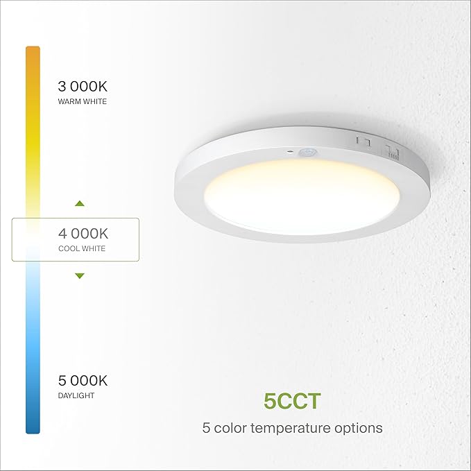 ASD LED 9" Round Flush Mount Ceiling Light Fixture, Low Profile Surface (12 Pack)
