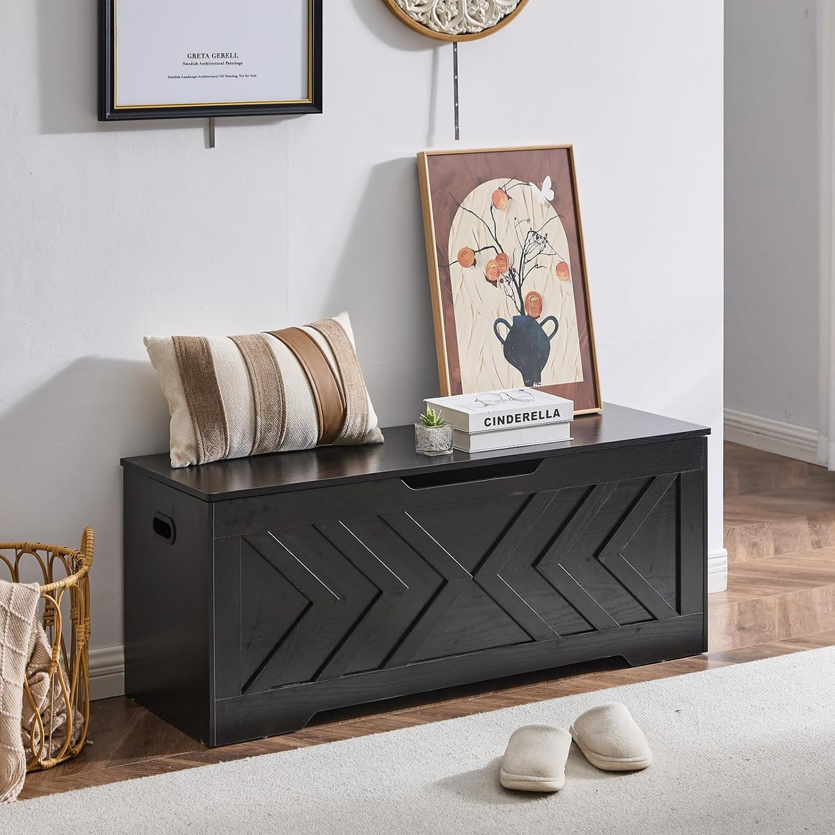 47.2” storage bench,extra large wooden storage chest with shown in use