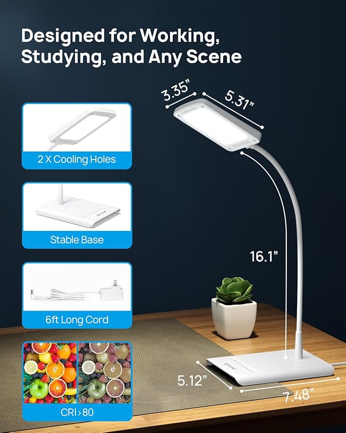 TROND Desk Lamp, Bright Dimmable Eye-Caring Table Lamp, 3 Color Modes 7