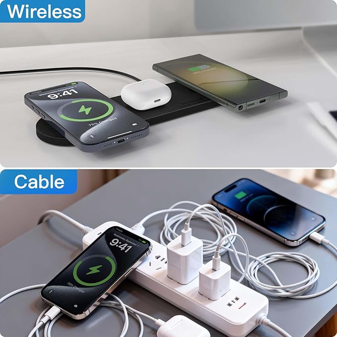 ZealSound Wireless Charging Pad, Triple Wireless Charger Pad Multiple Devices