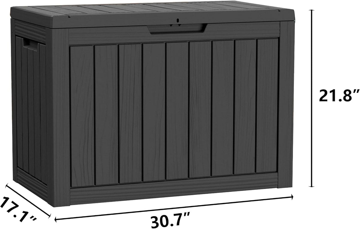 outdoor storage box 45gal waterproof resin deck box,uv-resistant shown in use