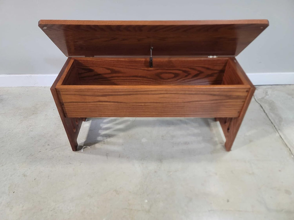 rustic red door co. wooden storage bench for shown in use