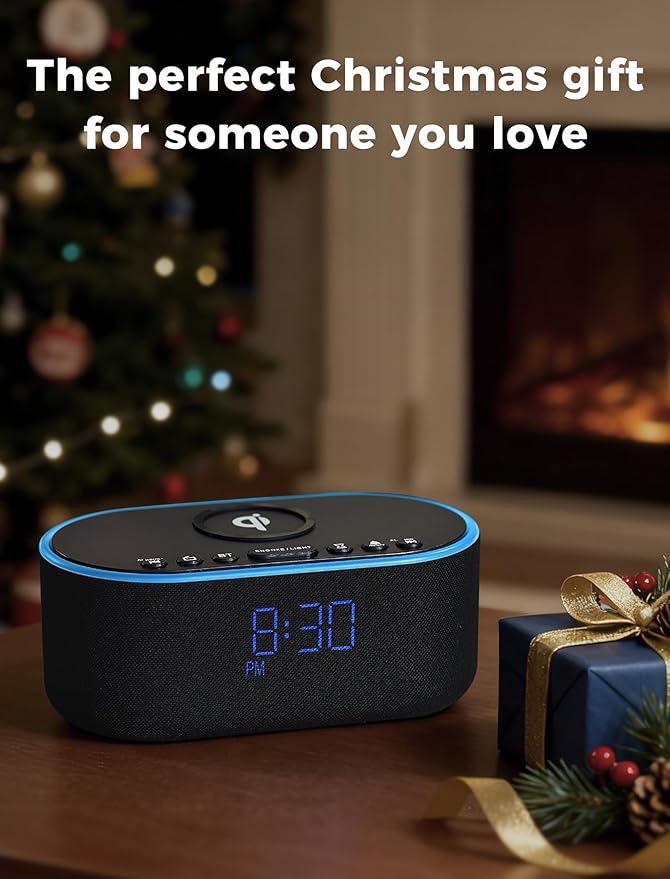 Odokee Wireless Charging Alarm Clock Radio: Qi Certified Fast Wireless Charger