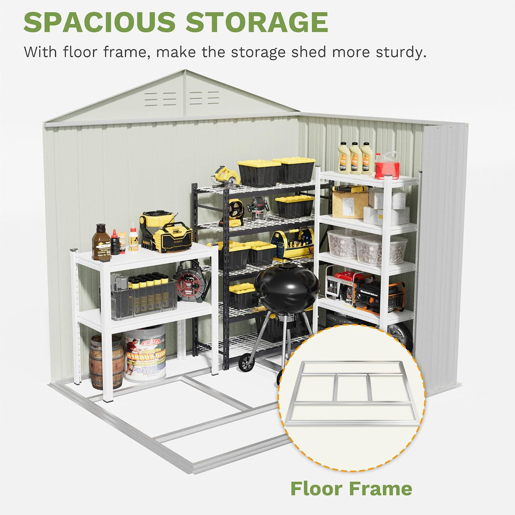 patiowell 6x4 ft outdoor storage shed with floor, close-up detail