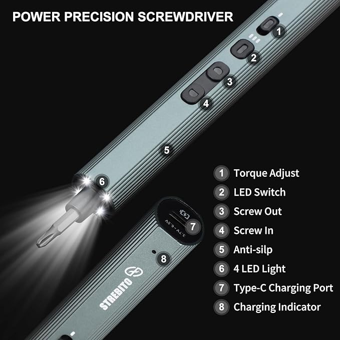 STREBITO Mini Electric Screwdriver Set 155 in 1 Small Electric Screwdriver