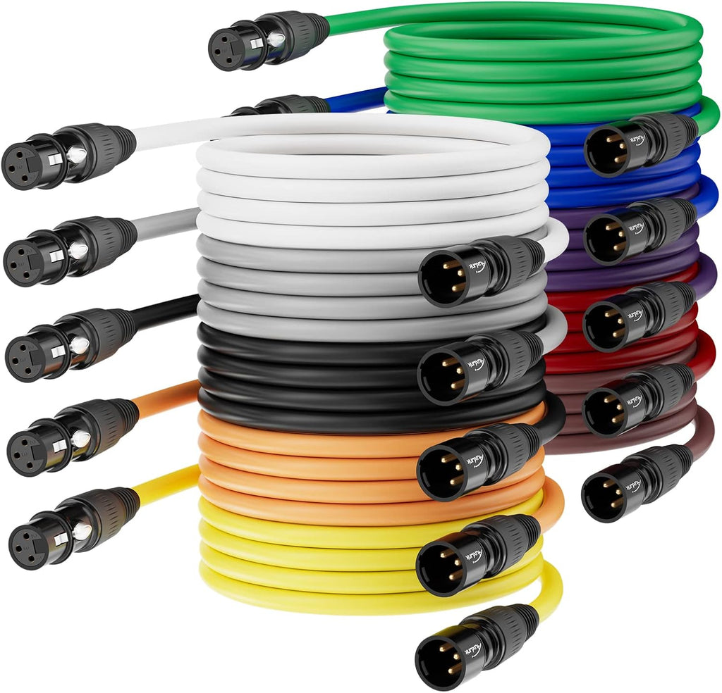 AuxLink XLR Cables, Microphone Cable 3ft 10 Pack, XLR Male to Female