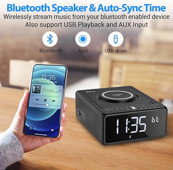 Gelielim CD Player Alarm Clock Radio, CD Players