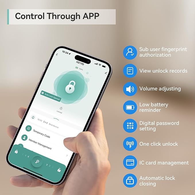 GEKRONE Fingerprint Smart Lever Lock TUYA APP Control Keyless Entry Bluetooth