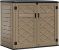 HOMSPARK Storage Shed Weather Resistance, Multi-Purpose Outdoor Storage Cabinet for Backyards and Patios, Horizontal Storage Shed for Lawnmower, Patio Accessories (Brown, X Large - 48 cu.ft)
