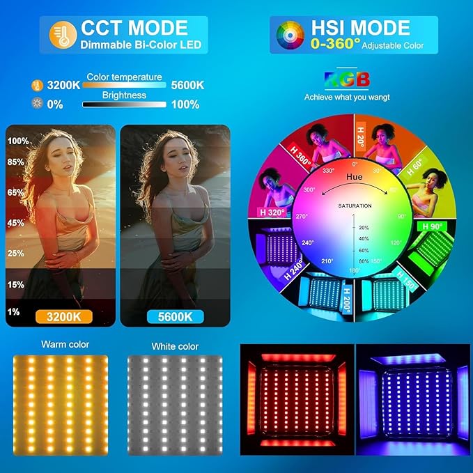 GVM RGB LED Video Lighting Kit, 800D Studio Video Lights (3 Packs)