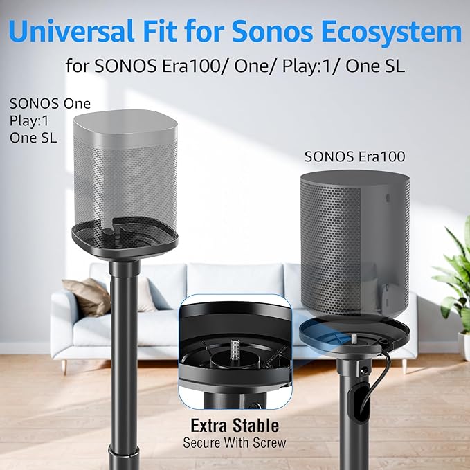 MOUNTUP Speaker Stands for Sonos Era 100, Sonos One, One SL, Height Adjustable