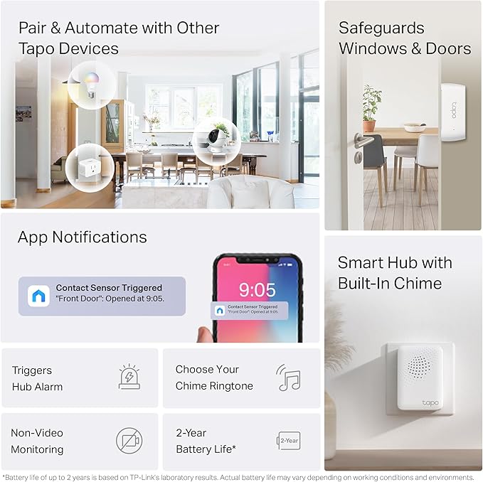 Tapo Door Sensor Starter KIT, Matter Compatible, 3X Smart Door Window Contact