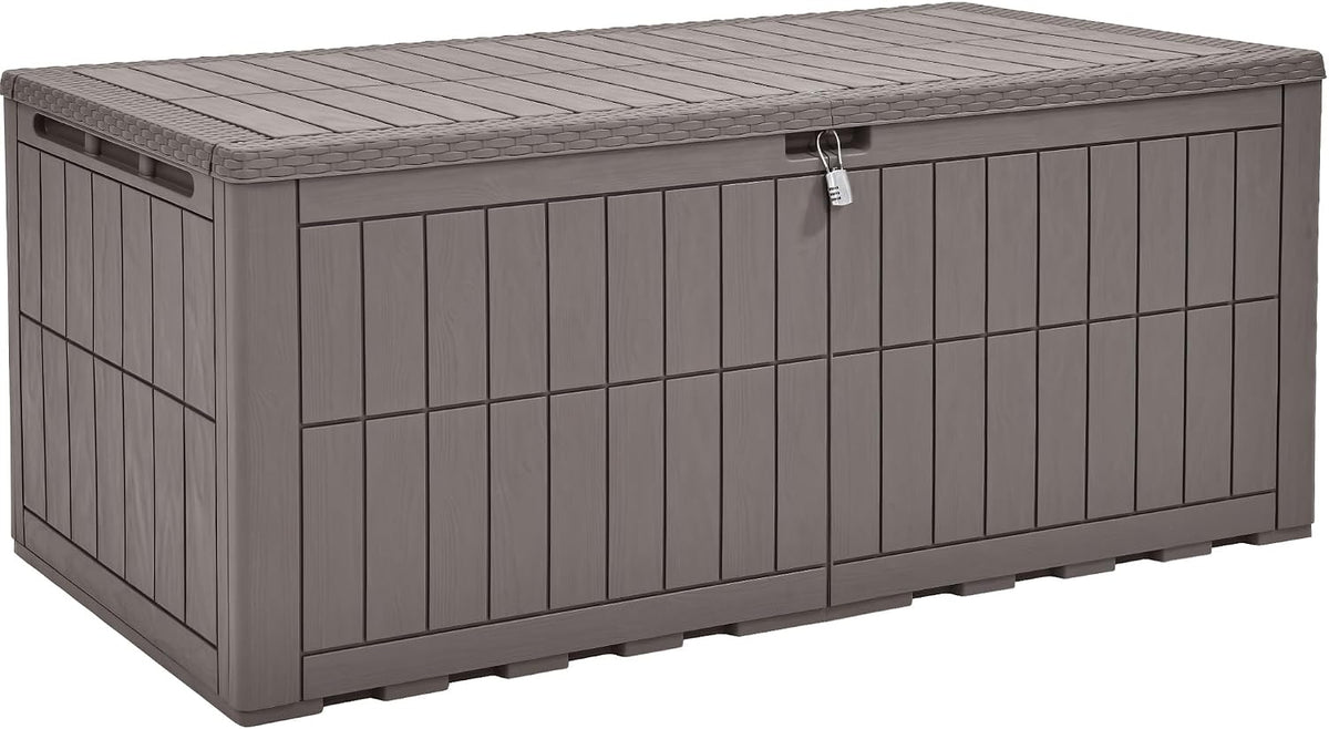 YITAHOME 200 Gallon Large Outdoor Storage Box XL Resin Deck Box with Lock