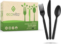 Ecovita 100% Compostable Forks Spoons Knives Cutlery Combo Set