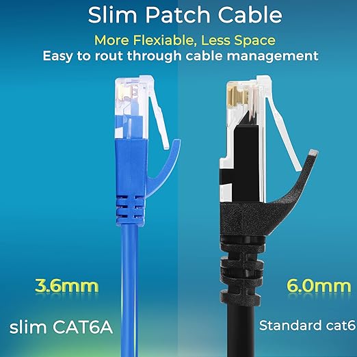 Rapink Patch Cables Cat6a 1ft Slim, Cat6a Ethernet Patch Cable 10G Support (50 Pack)