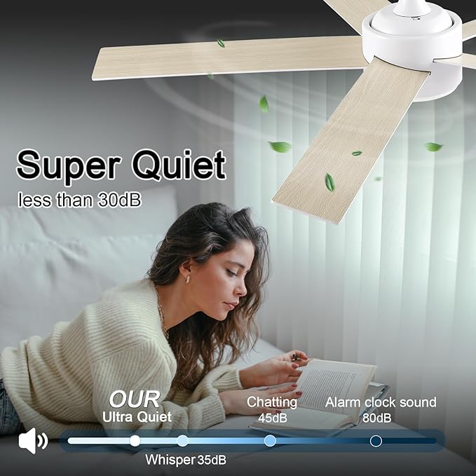 POCHFAN 60 Inch White Ceiling Fans
