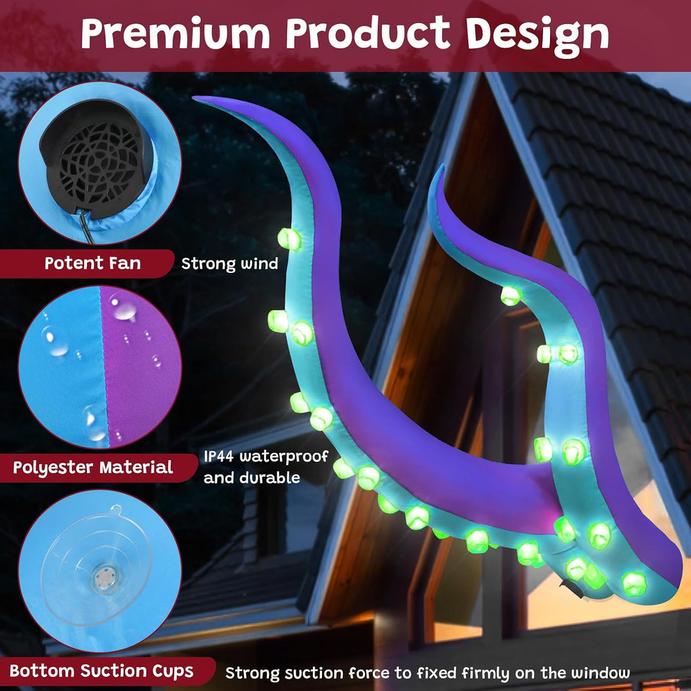 7 FT Halloween Inflatable Octopus Tentacles Outdoor Decorations, Blow up Purp...